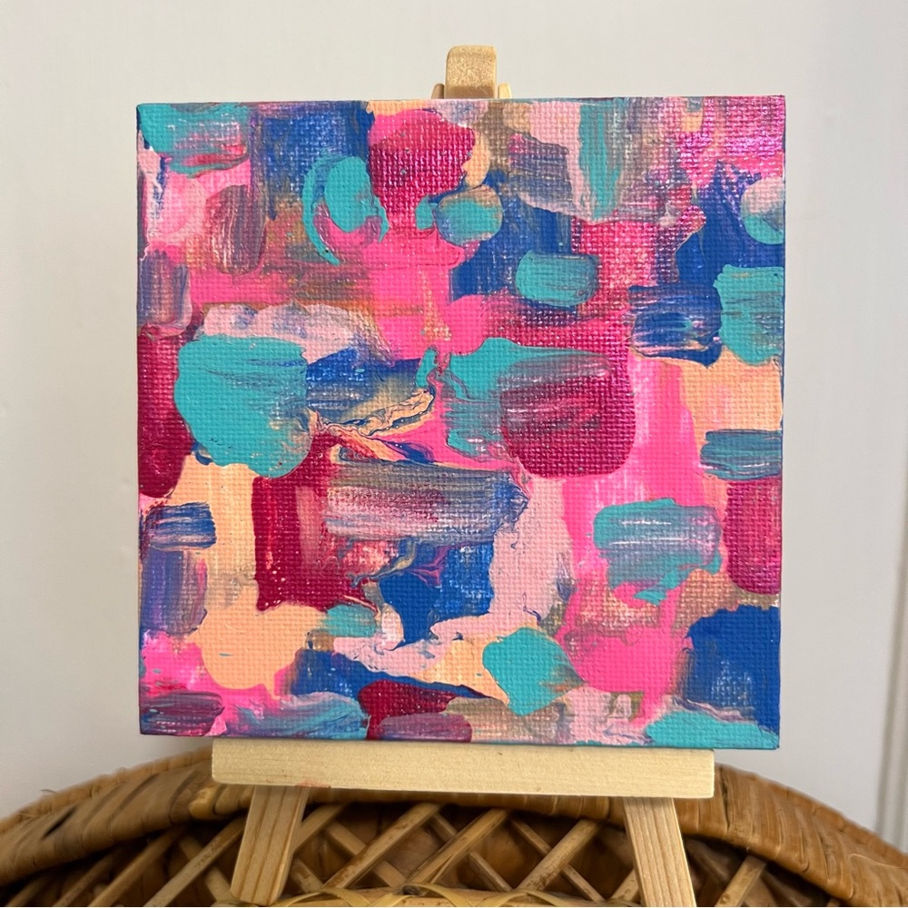 Mini Square Abstract Colorful Canvas Art